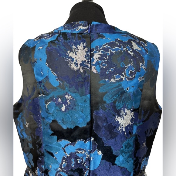 NWT ASL Tahari Blue & Silver Floral Dress - Picture 11 of 14